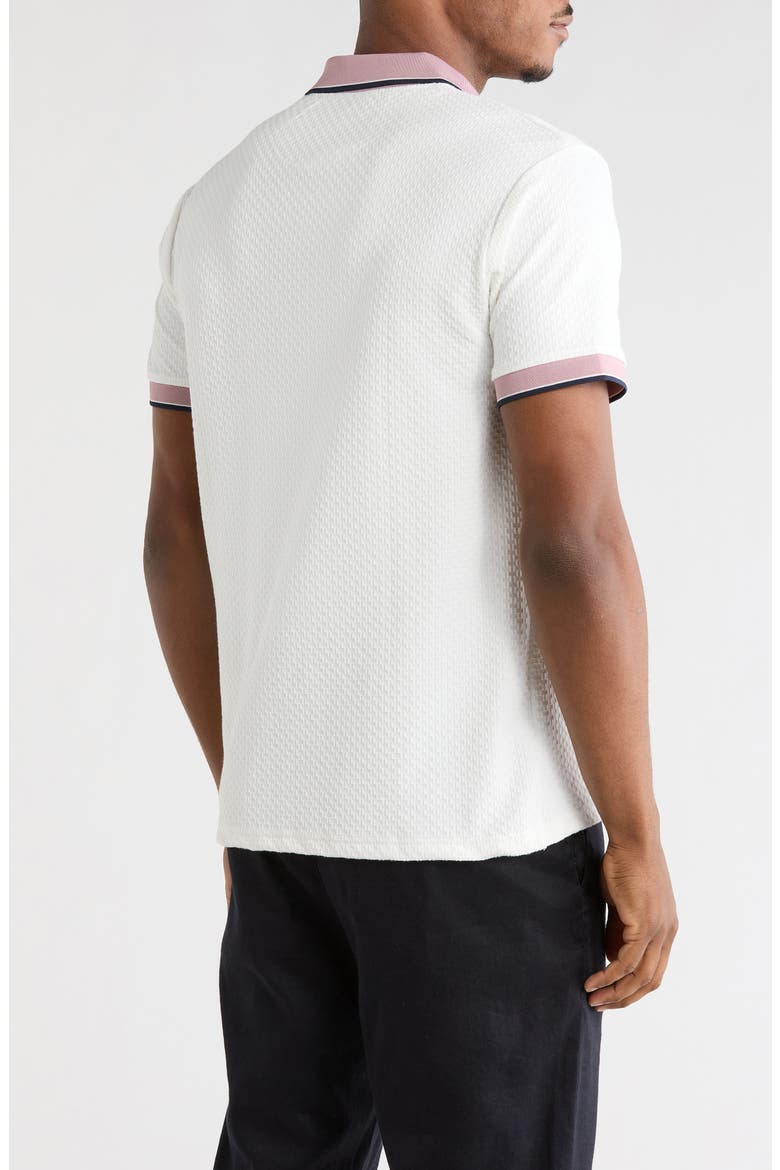 Textured Quarter Zip Polo, Alternate, color, OFF WHITE