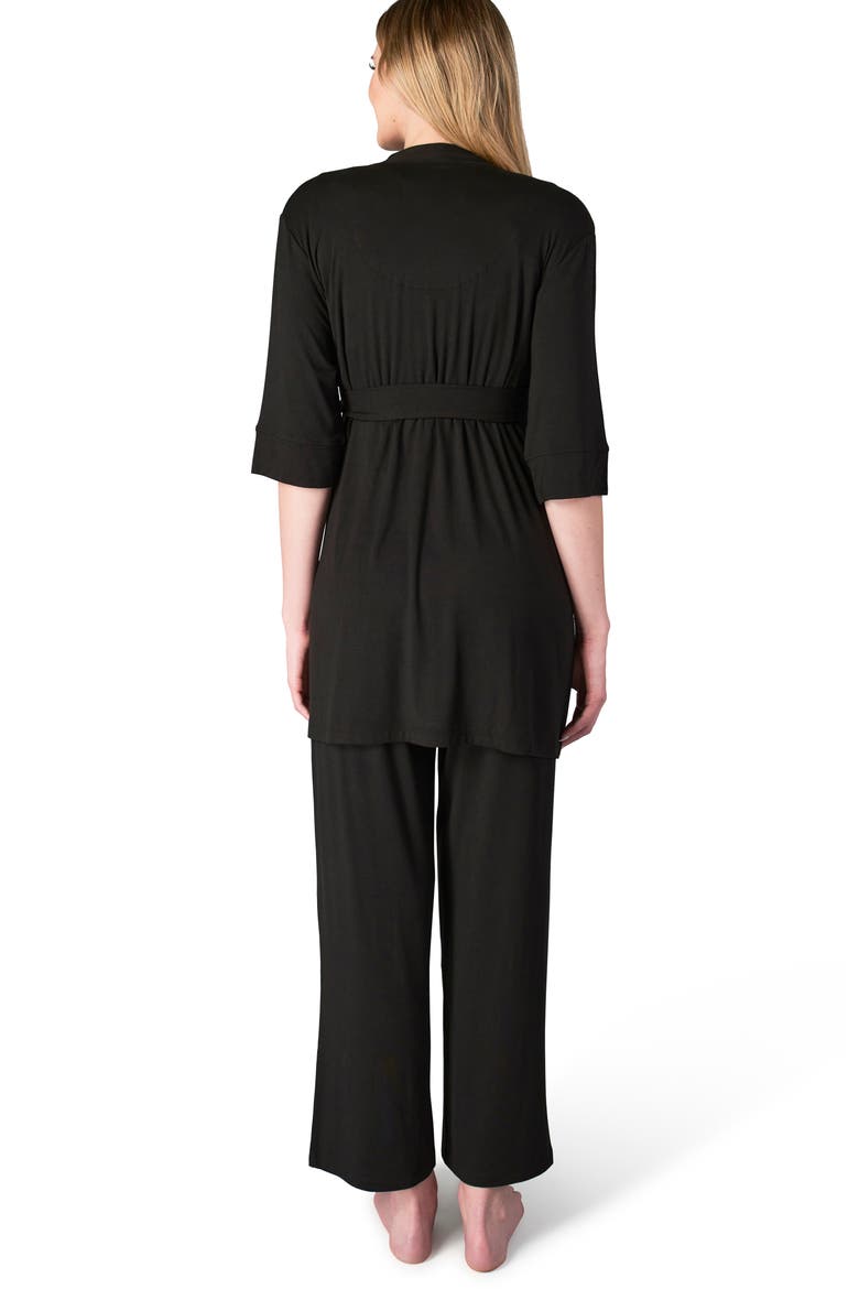Analise During & After 3-Piece Maternity/Nursing Sleep Set, Alternate, color, BLACK