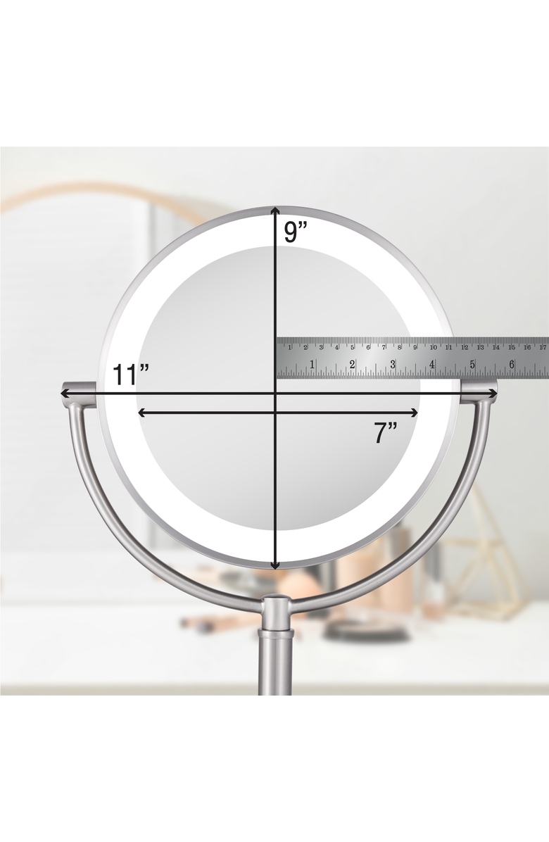 Zadro Laguna Lighted Makeup Mirror with 5X/1X Magnifications, Alternate, color, Satin Nickel