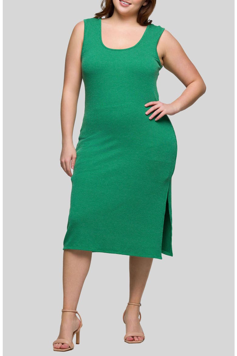 Sleeveless Rib Midi Dress, Main, color, GREEN