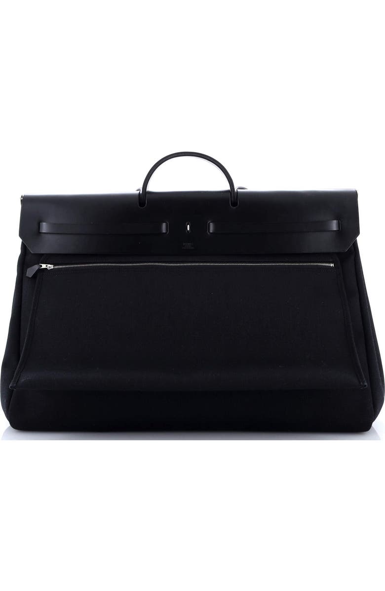 Pre-Owned Hermes Herbag Zip Leather and Toile 50, Alternate, color, Noir