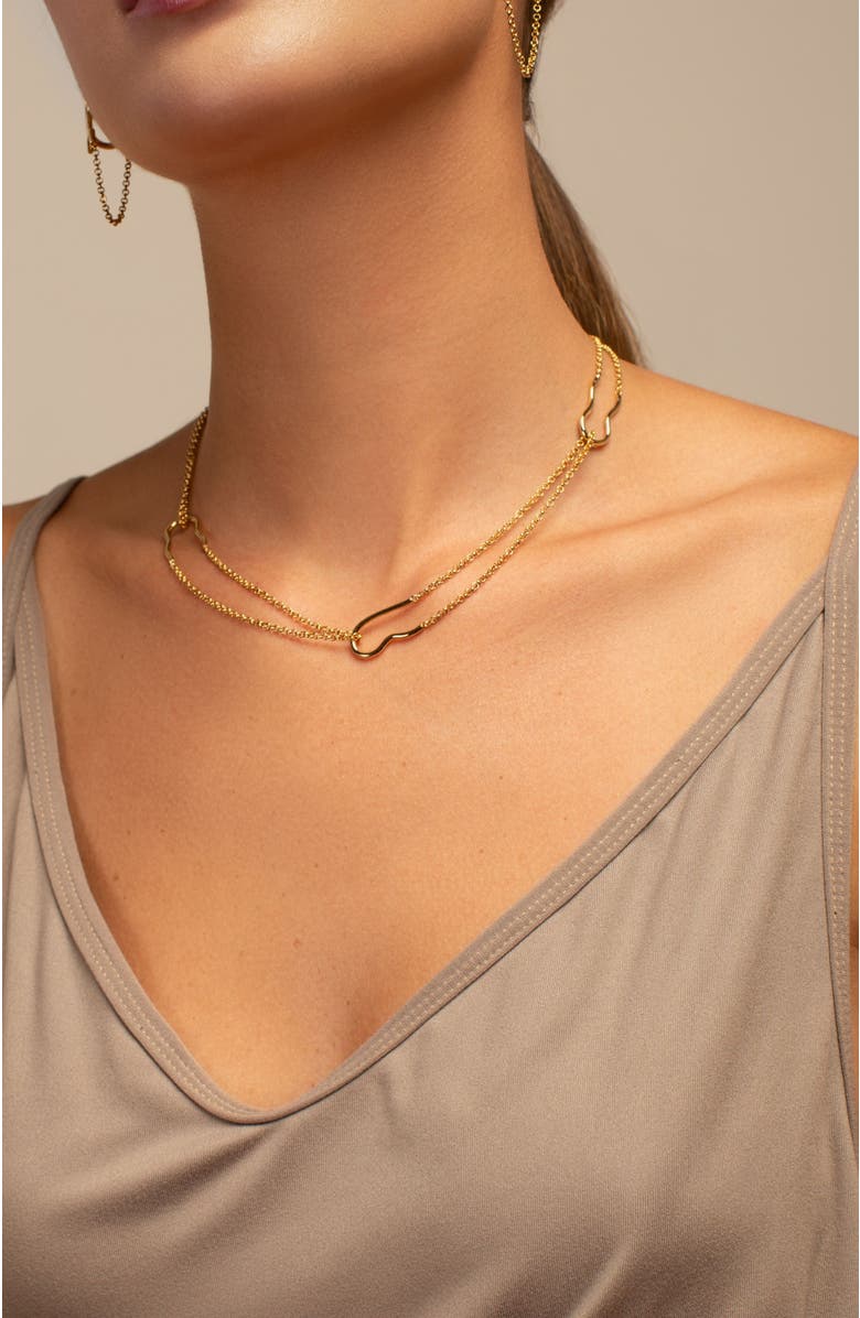 PIERETTI Nicole  delicate double chain necklace, Alternate, color, Gold Plate