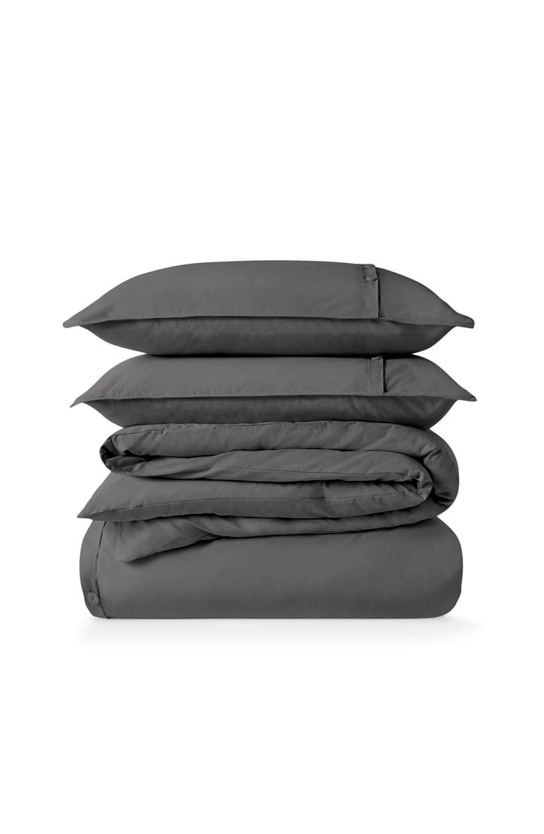 Bare Home 100% Organic Cotton Percale Duvet Cover and Sham Set, Main, color, Grey