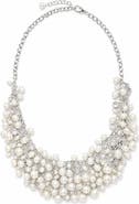 SAACHI Freshwater Pearl & Crystal Cluster Statement Necklace