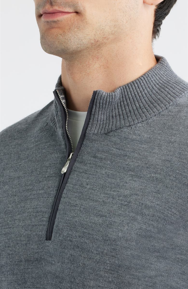 johnnie-O Raynor Merino Wool Quarter Zip Sweater, Alternate, color, Charcoal