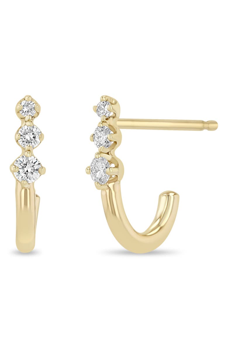 Zoë Chicco 14K Gold Diamond J-Hook Stud Earrings, Main, color, 14K Yellow Gold
