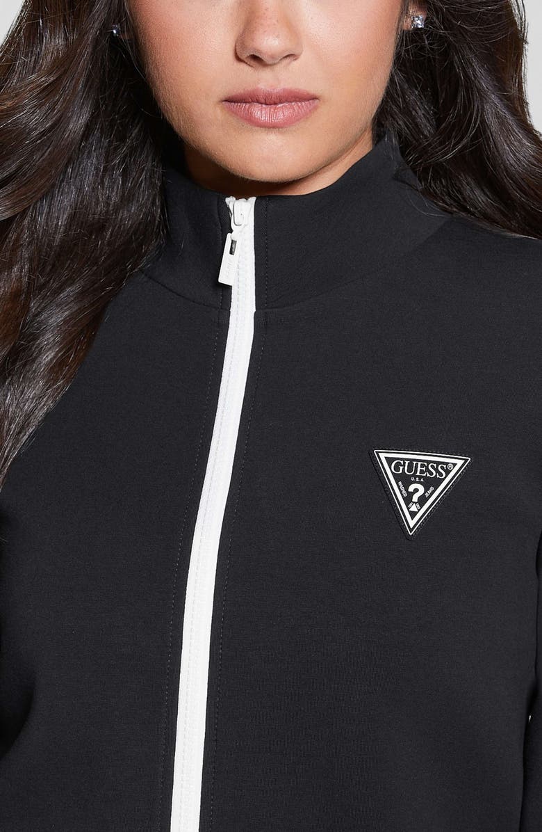 GUESS Ann Graphic Zip Sweatshirt, Alternate, color, Jet Black