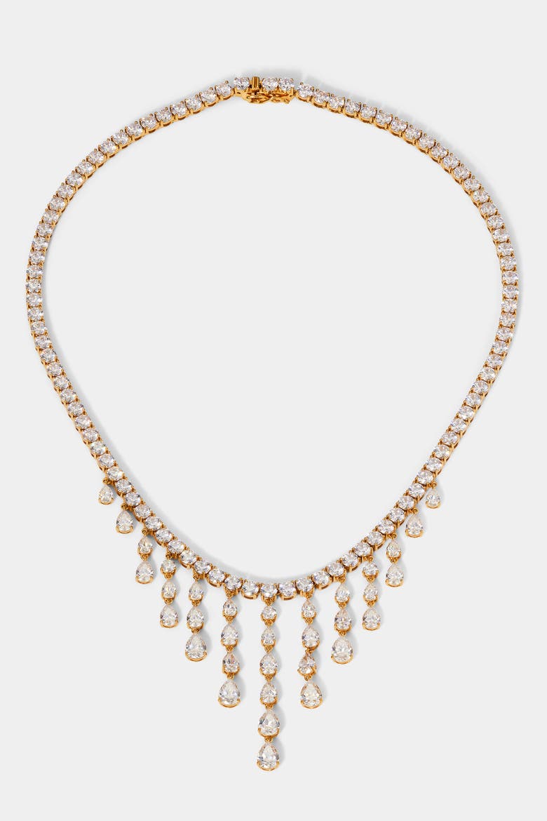 Willow CZ Drama Drops Collar Necklace, Main, color, Gold