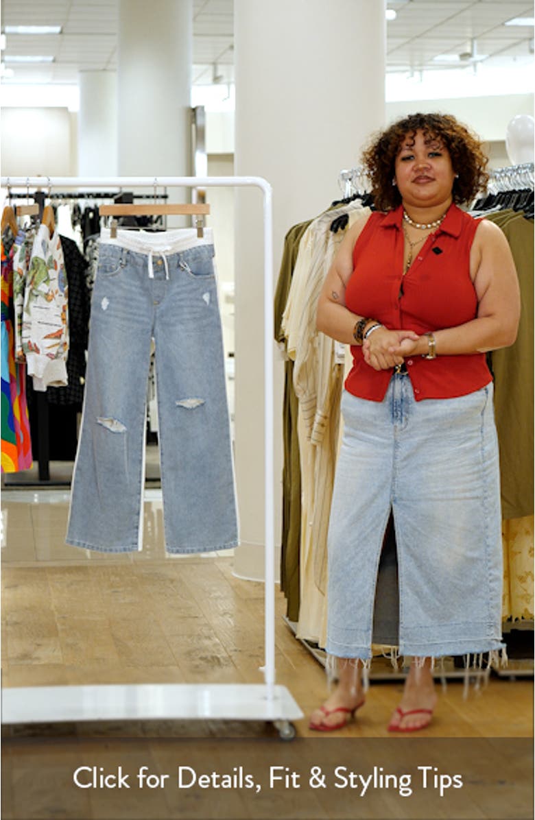 Kids' Mixed Media Pull-On Wide Leg Jeans, sales video thumbnail