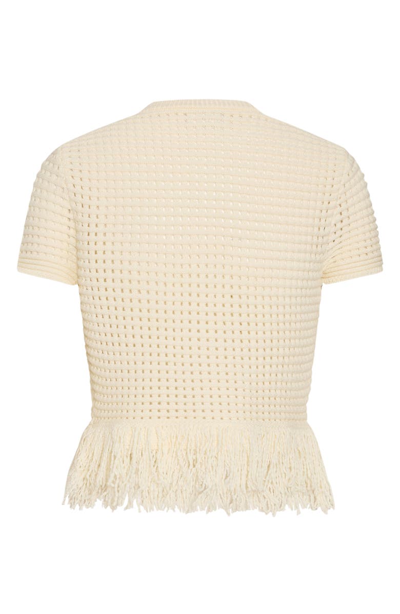 Milly Open Stitch Fringe Cardigan, Alternate, color, Off White