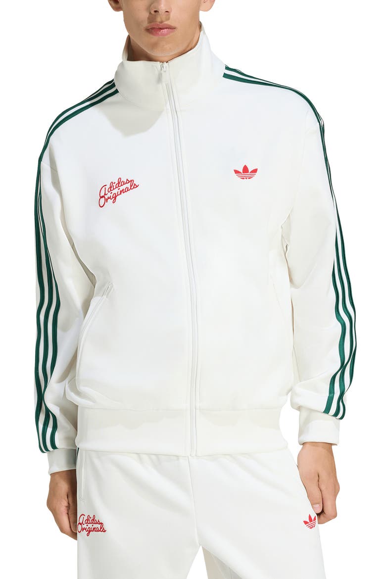 Firebird Roses Track Jacket, Main, color, OFF WHITE/ COLLEGIATE GREEN