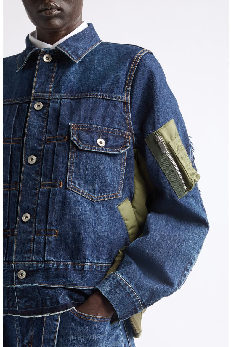 Denim & Nylon Twill Jacket, Alternate, color, BLUE