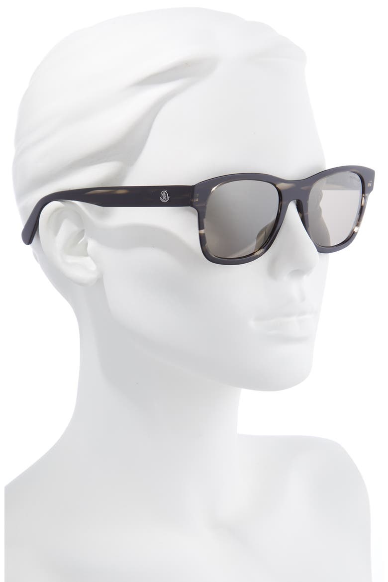 53mm Square Sunglasses, Alternate, color, SHINY DARK BROWN / MIRROR