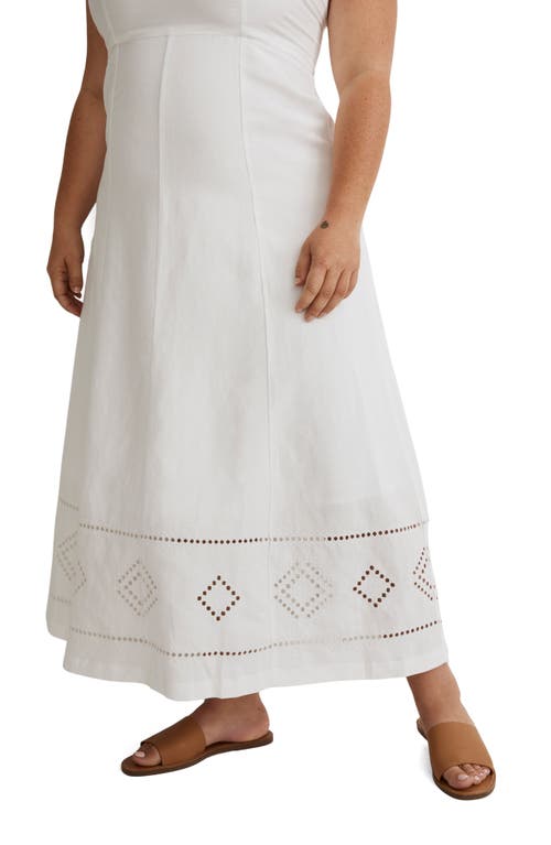 Madewell Tie Back Linen Blend Maxi Dress In Eyelet White