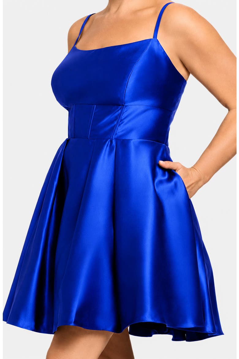 Satin Party Dress, Alternate, color, ROYAL