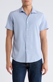 DENIM AND FLOWER Zen Dressy Tech Short Sleeve Button-Up Shirt