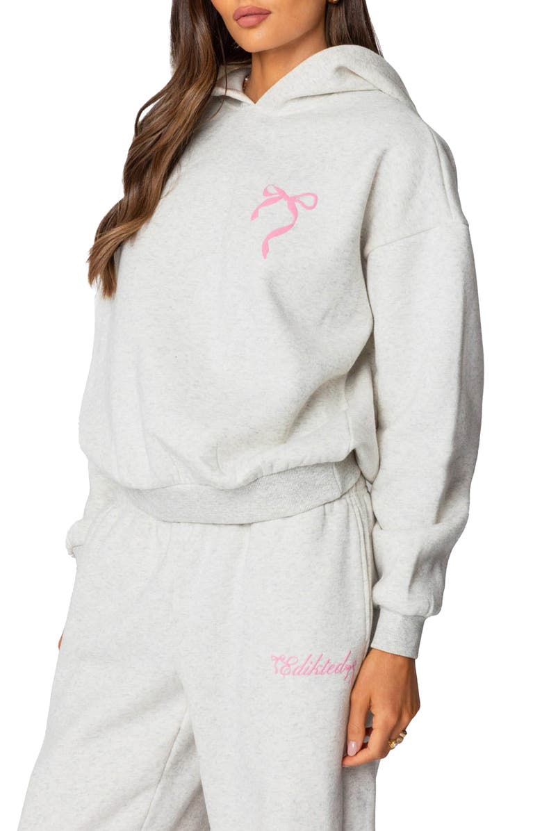 EDIKTED Sasha Bow Detail Hoodie, Alternate, color, Gray-Melange