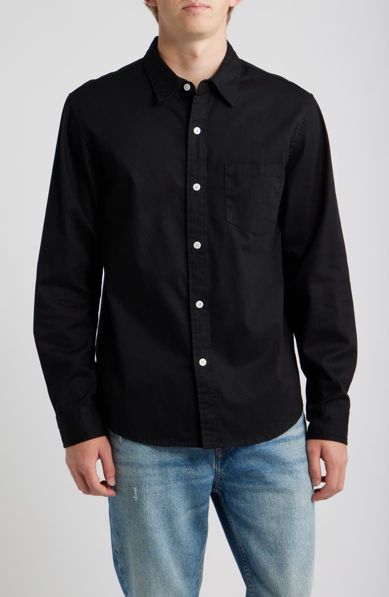 925 Originals Foreman Classic Fit Washed Twill Button-Up Shirt, Main, color, Washed Black
