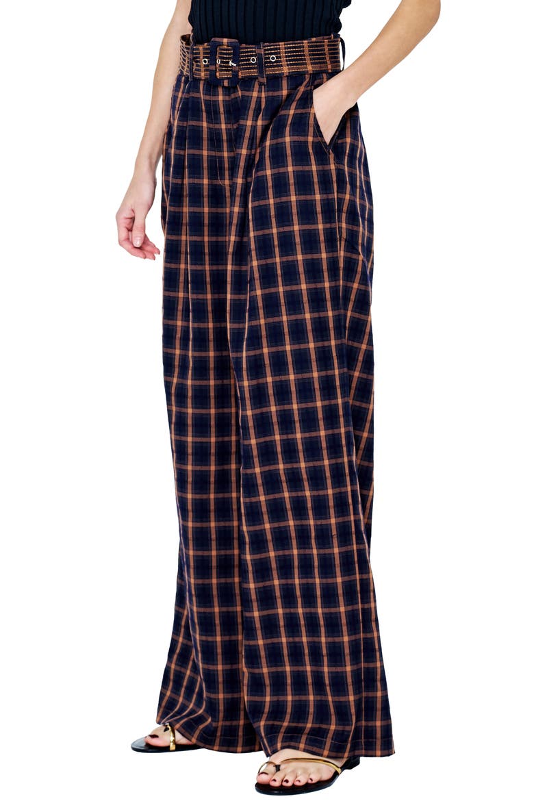 Sydney High Waist Wide Leg Pants, Alternate, color, NAVY/ BROWN MULTI