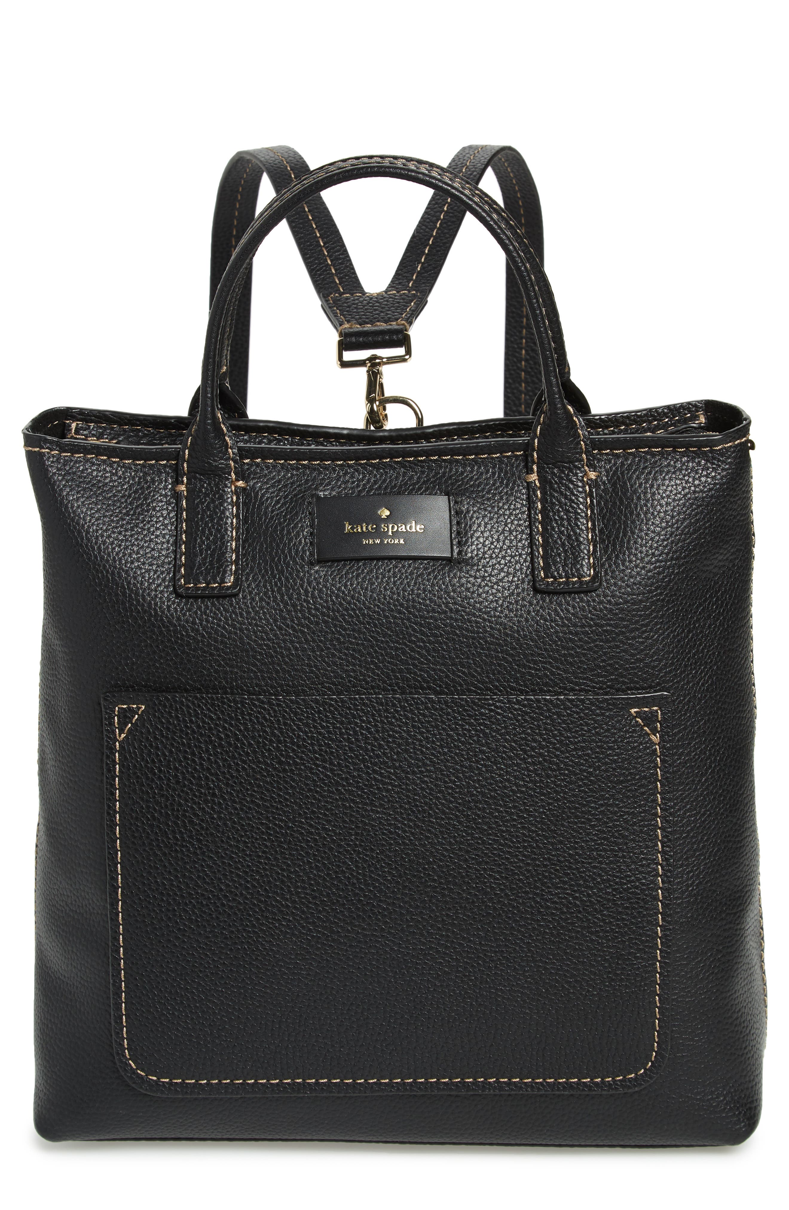 Kate Spade New York maple street - kenzie leather convertible backpack, Main, color, 