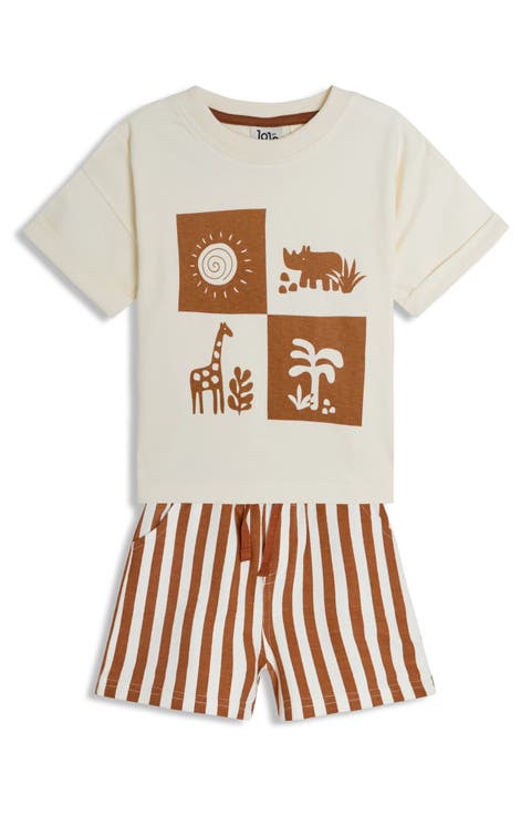 Graphic T-Shirt & Stripe Shorts Set (Baby)