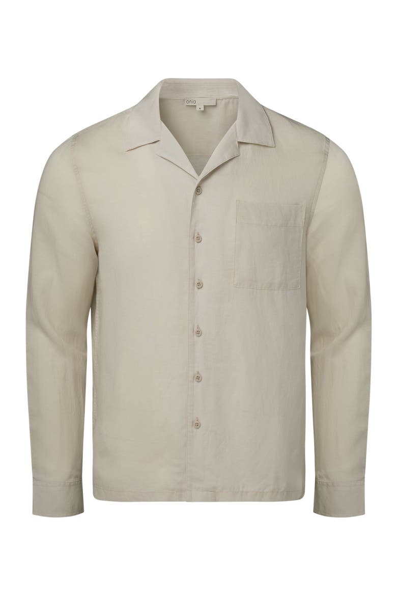 Linen Home Long Sleeve Camp Shirt, Alternate, color, STONE