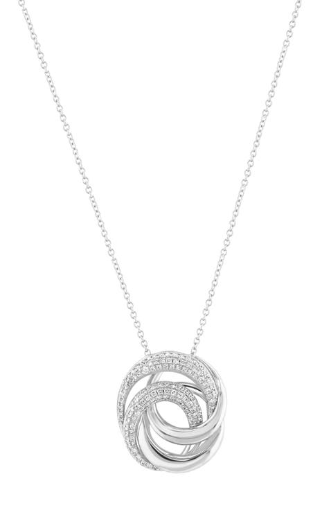 14K White Gold Infinity Twist Diamond Pendant