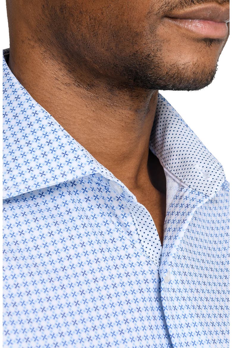 Cross Diamond Performance Dress Shirt, Alternate, color, WHITE/ BLUE