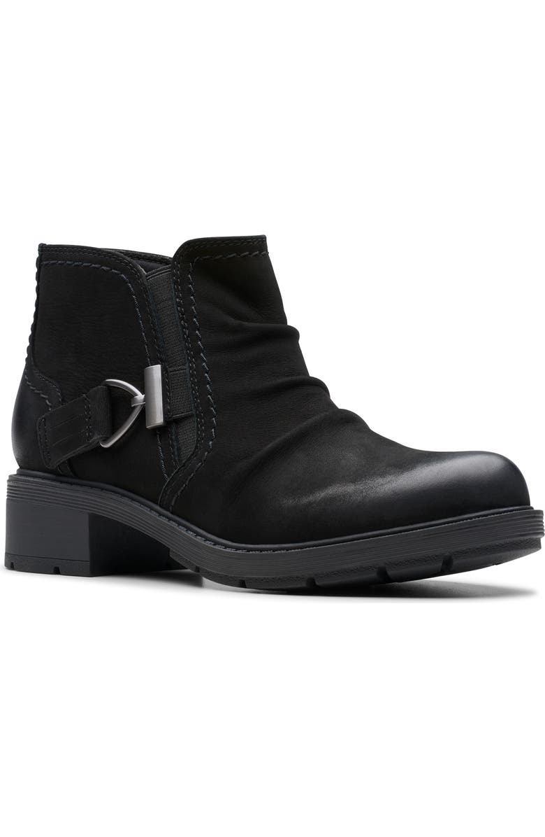 Clarks<sup>®</sup> Hearth Clara Ankle Boot, Main, color, Black Nubuck