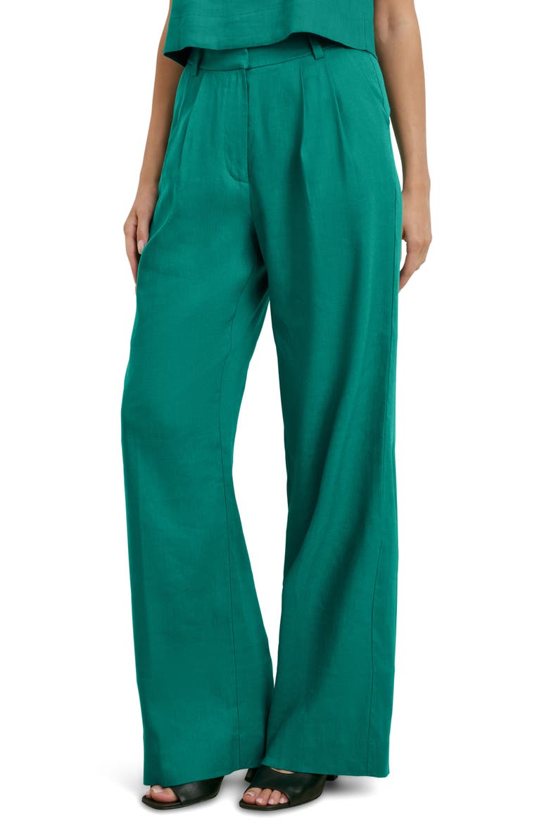 The Favorite Pant Pleated Wide Leg Pants, Main, color, EMERALD