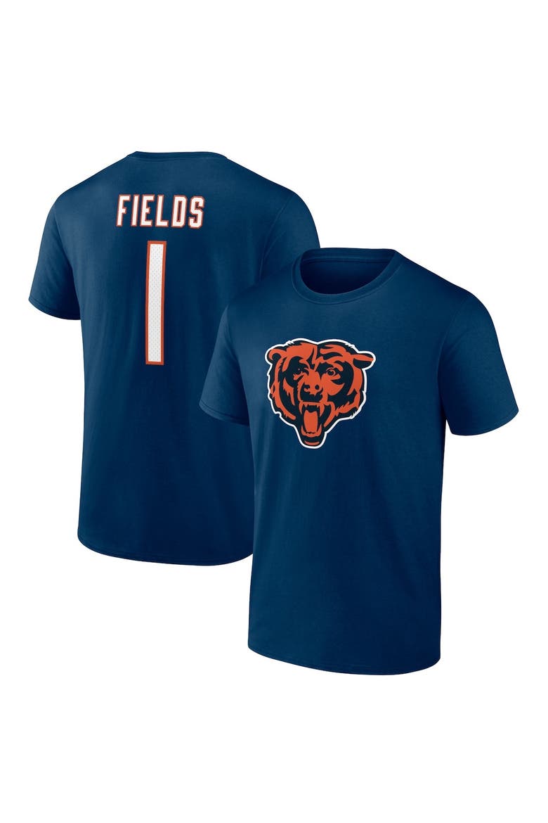 Men's Fanatics Branded Justin Fields Navy Chicago Bears Player Icon T-Shirt, Alternate, color, Navy