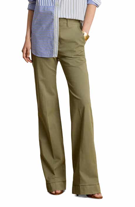 Stretch Cotton Flare Leg Chinos