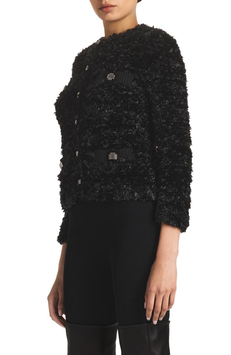 St. John Evening Shimmer Eyelash Knit Cardigan, Alternate, color,