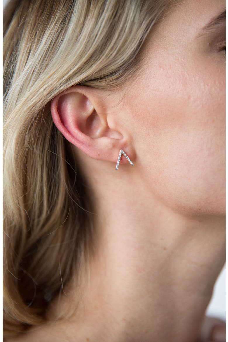 Little Stud Crystal Chevron Stud Earrings, Alternate, color, GOLD