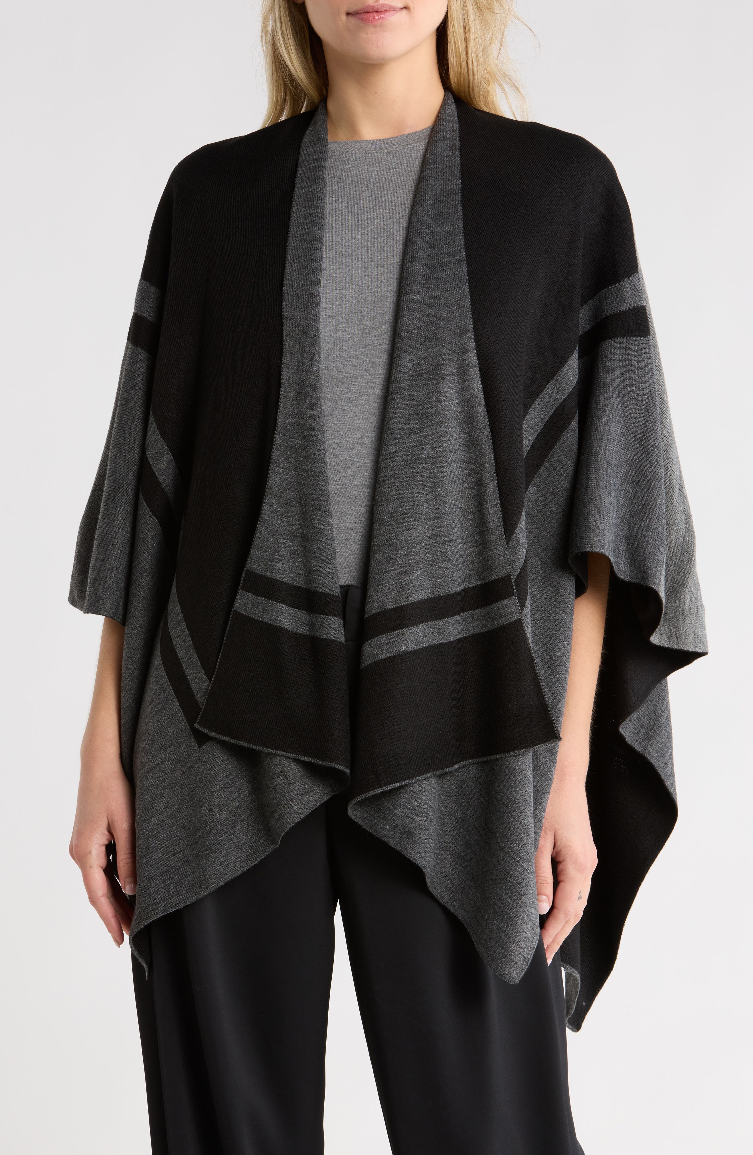 NORDSTROM RACK Border Print Transitional Ruana