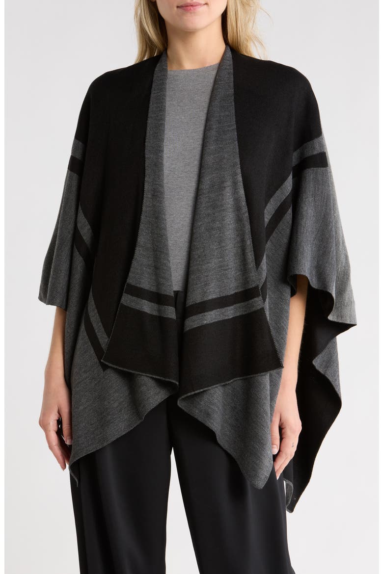 Border Print Transitional Ruana, Main, color, BLACK COMBO