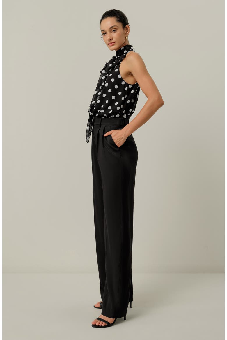 Women's Double Faced  Silk Charmeuse Straight Leg Pants, Alternate, color, Black