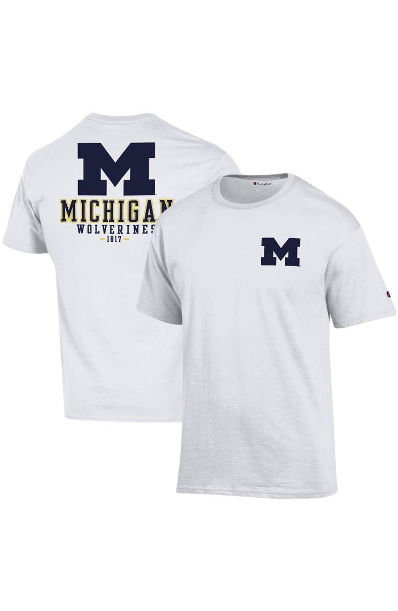 Champion Men's Champion White Michigan Wolverines Stack 2-Hit T-Shirt, Main, color, White