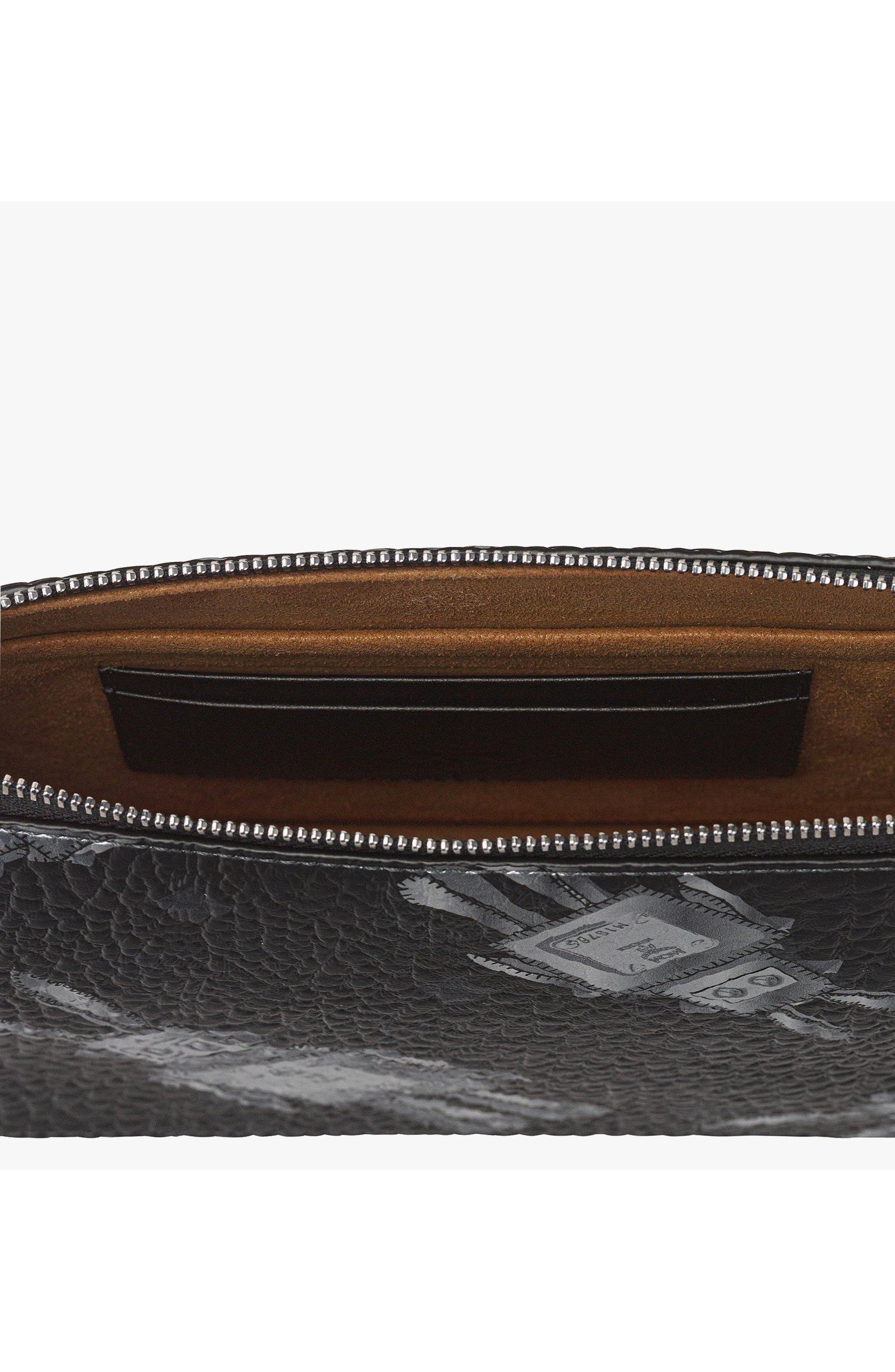 MCM Wristlet Standing Pouch w/ Chain Strap in Rabot Visetos, Alternate, color, Black