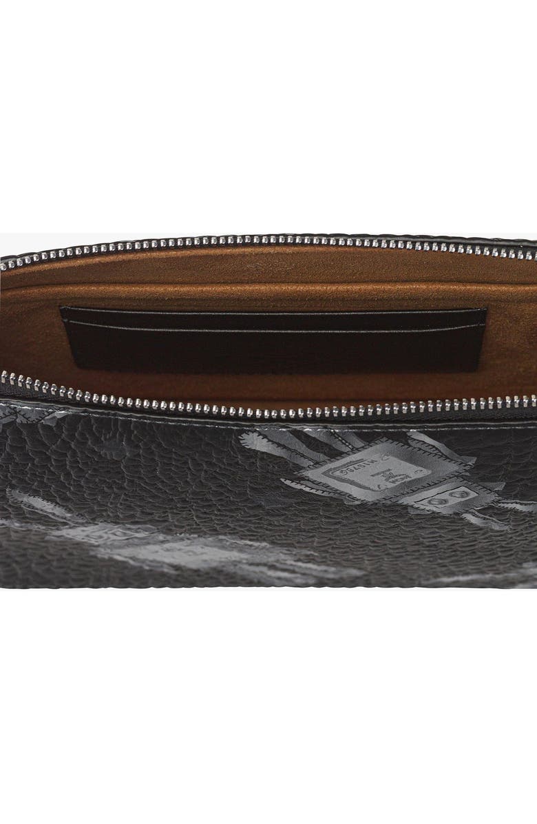 MCM Wristlet Standing Pouch w/ Chain Strap in Rabot Visetos, Alternate, color, Black