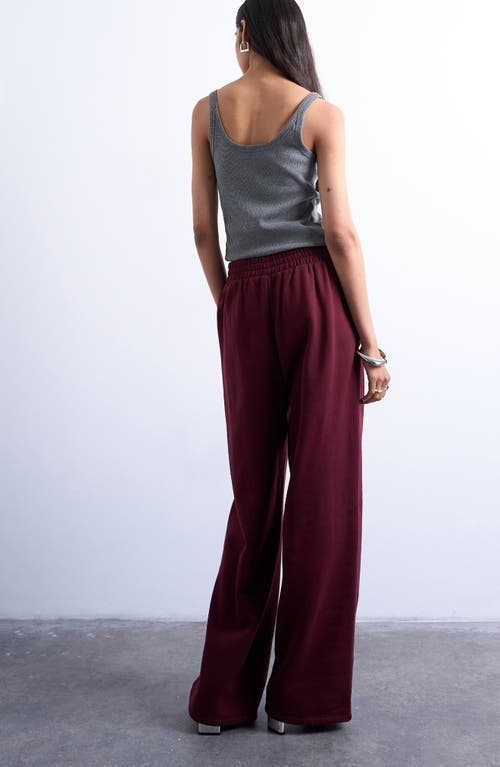 Topshop Straight Leg Sweatpants In Burgundy