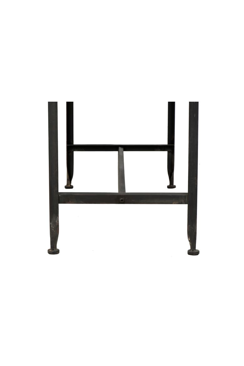 Rustic Farmhouse Metal Console Table with Solid Wood Top, Distressed Grey, Alternate, color, Black