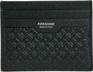 FERRAGAMO Mini Gancio Embossed Leather Card Case