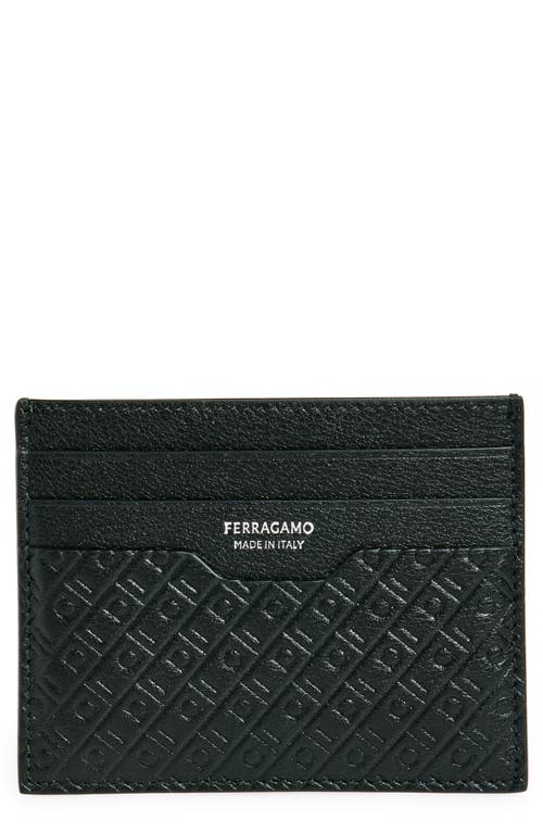 FERRAGAMO FERRAGAMO MINI GANCIO EMBOSSED LEATHER CARD CASE