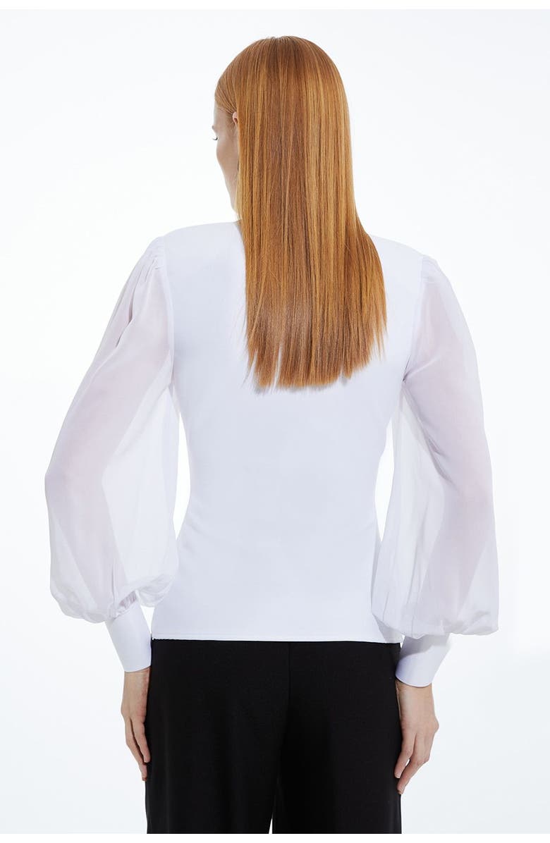 Karen Millen Zip Detail Chiffon Sleeve Knit Top, Alternate, color, Ivory