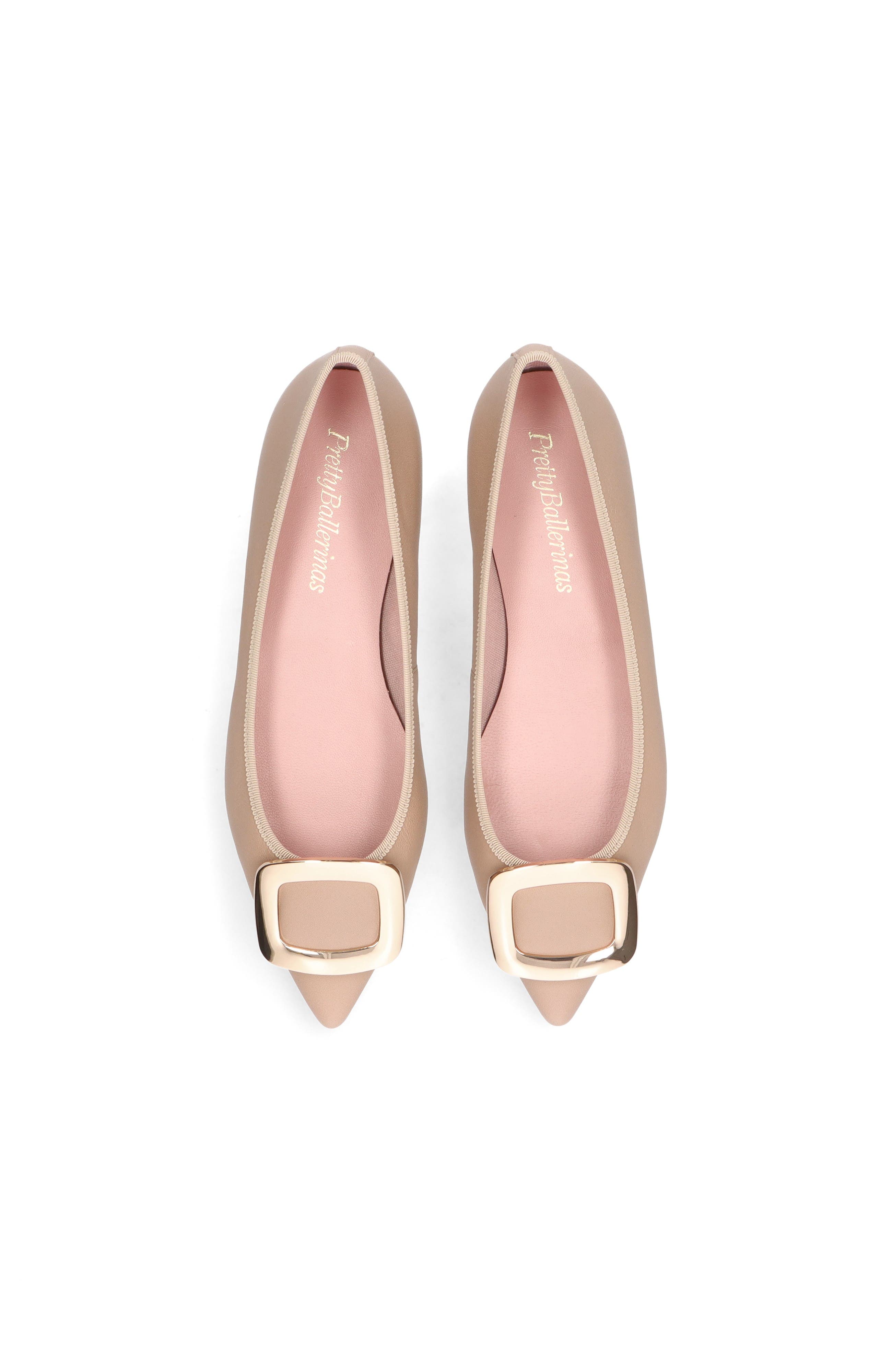 Pointed Toe Buckle Ballet Flat, Alternate, color, Caramel
