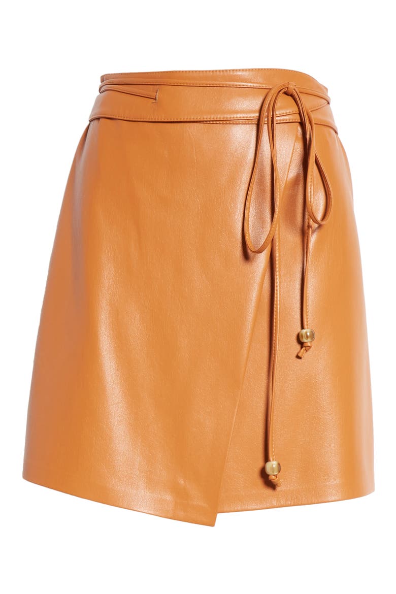 Sekoya Vegan Leather Wrap Skirt, Alternate, color, BURNT ORANGE