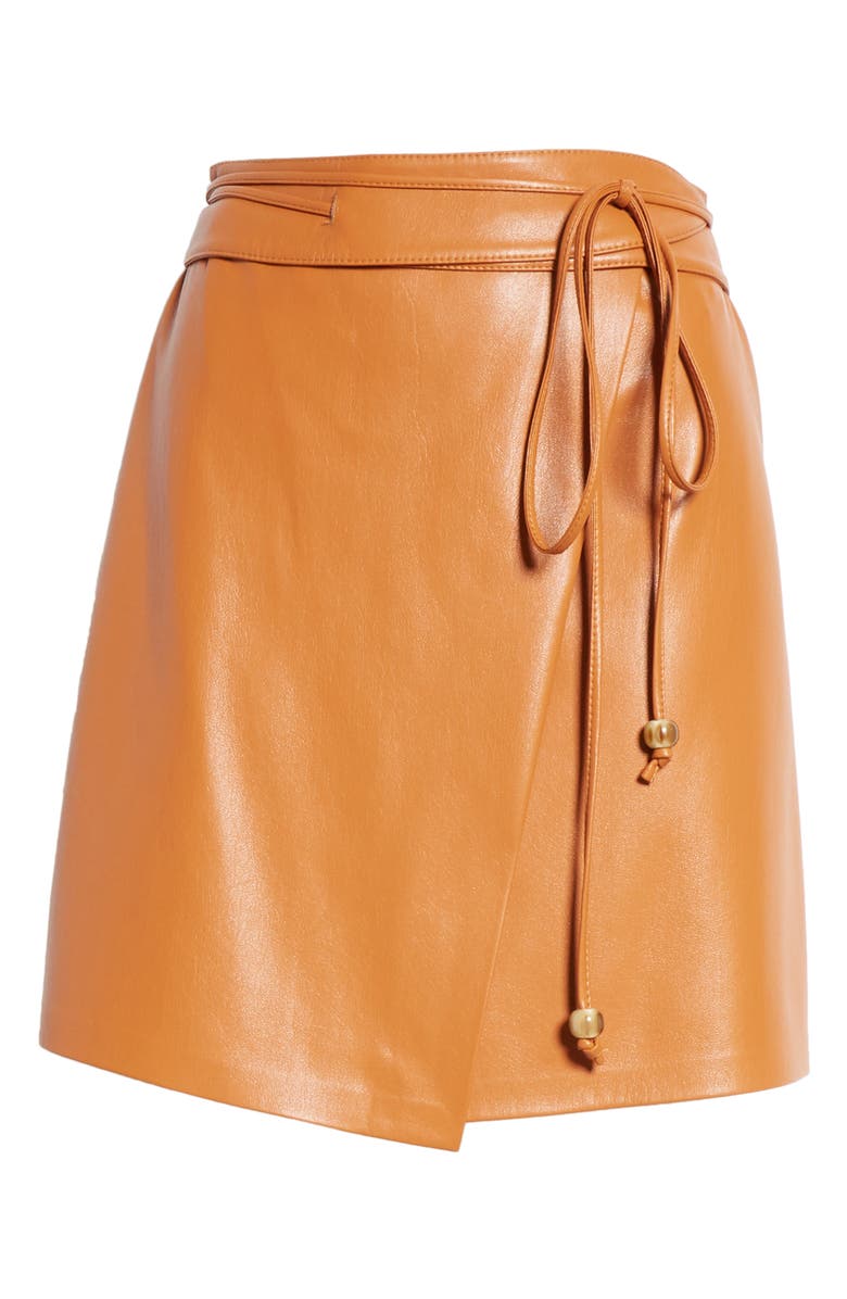 Nanushka Sekoya Vegan Leather Wrap Skirt, Alternate, color, 