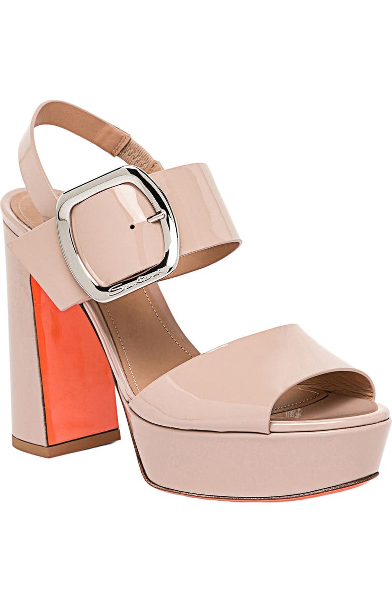 Santoni Patent leather high-heel sandal, Main, color, Pink