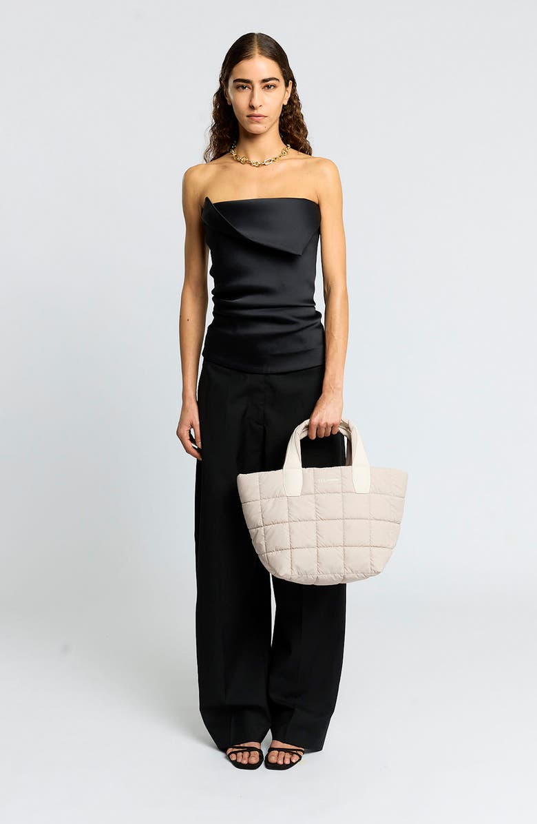 VeeCollective Small Porter Quilted Recycled Nylon Tote, Alternate, color, Soft Taupe